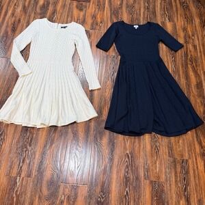 Ellen Tracy Women's Size M Pull Over Stretch Knit Sweater Dress LulaRoe Navy